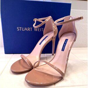 Stuart Weitzman Nudistsong Adobe Patent Size 9.5 Heels NWB 4"